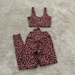 Balance Athletica Vitality Pink Leopard Print Sports Bra and Leggings Set